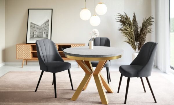 Išskleidžiamas stalas „Loft round juoda“ 100/180cm